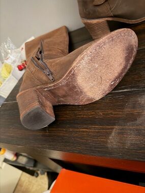 Women's Brown Suede Ankle Boots with Block Heel